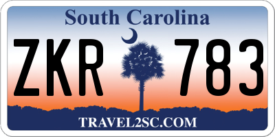 SC license plate ZKR783