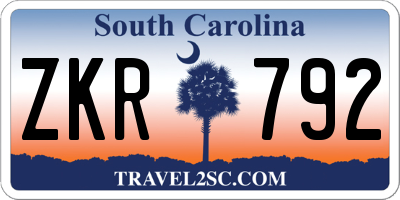SC license plate ZKR792