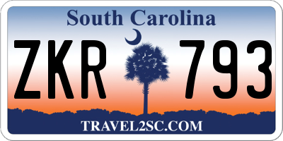 SC license plate ZKR793