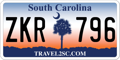 SC license plate ZKR796