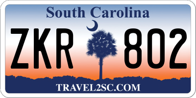 SC license plate ZKR802