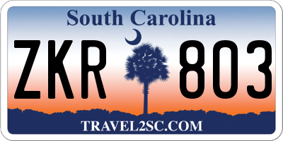 SC license plate ZKR803