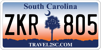 SC license plate ZKR805