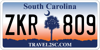 SC license plate ZKR809