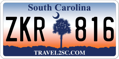 SC license plate ZKR816