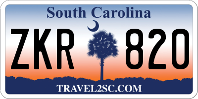 SC license plate ZKR820