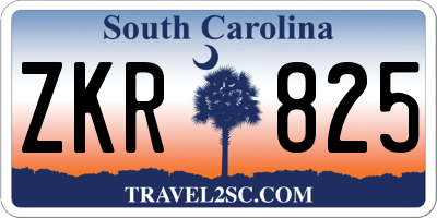 SC license plate ZKR825