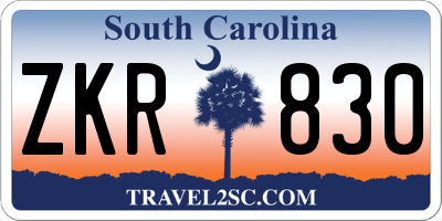 SC license plate ZKR830