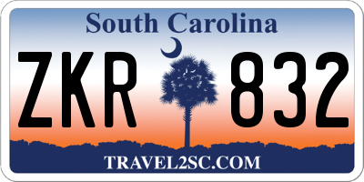 SC license plate ZKR832