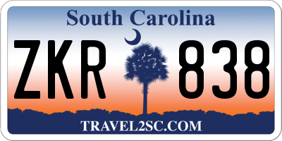 SC license plate ZKR838