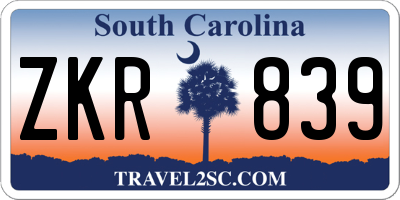 SC license plate ZKR839
