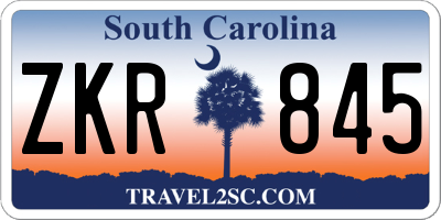 SC license plate ZKR845