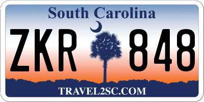 SC license plate ZKR848