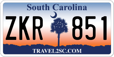 SC license plate ZKR851