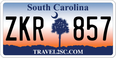 SC license plate ZKR857