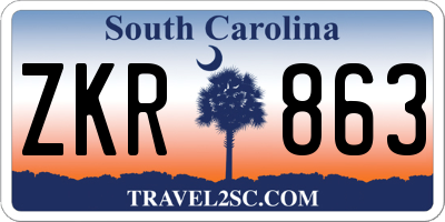 SC license plate ZKR863