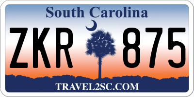 SC license plate ZKR875