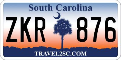 SC license plate ZKR876