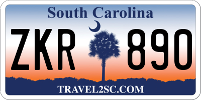 SC license plate ZKR890