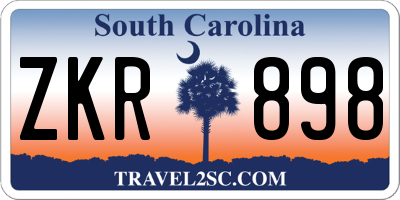 SC license plate ZKR898
