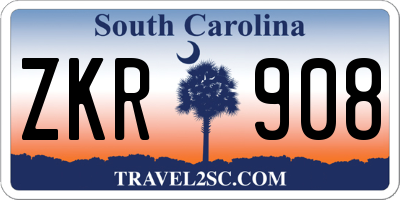 SC license plate ZKR908