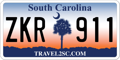 SC license plate ZKR911