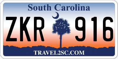 SC license plate ZKR916