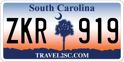 SC license plate ZKR919