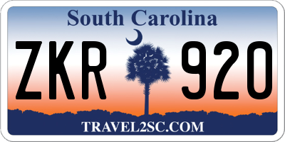SC license plate ZKR920