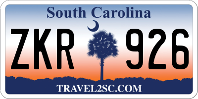 SC license plate ZKR926