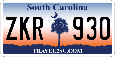 SC license plate ZKR930