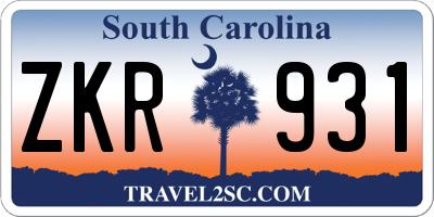 SC license plate ZKR931