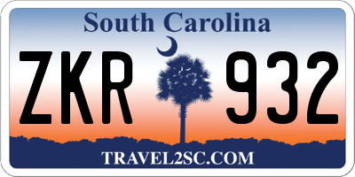 SC license plate ZKR932