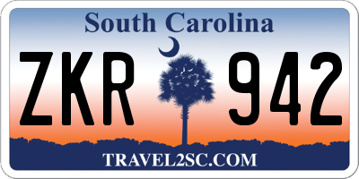 SC license plate ZKR942