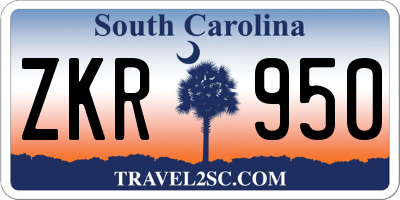 SC license plate ZKR950