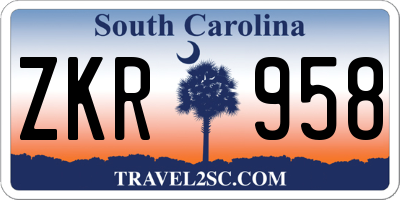 SC license plate ZKR958