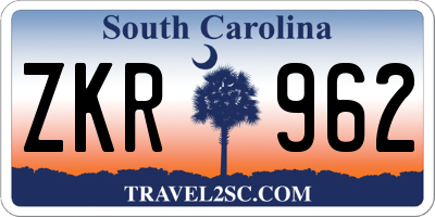 SC license plate ZKR962