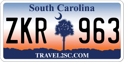 SC license plate ZKR963