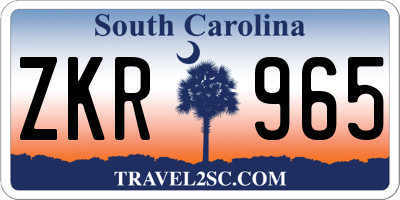 SC license plate ZKR965