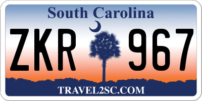 SC license plate ZKR967