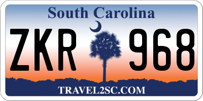 SC license plate ZKR968