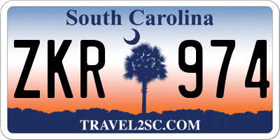 SC license plate ZKR974