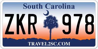 SC license plate ZKR978