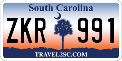 SC license plate ZKR991