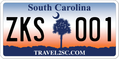 SC license plate ZKS001