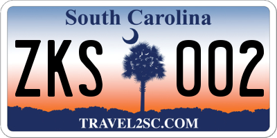 SC license plate ZKS002