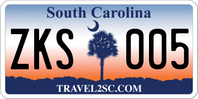 SC license plate ZKS005