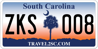 SC license plate ZKS008