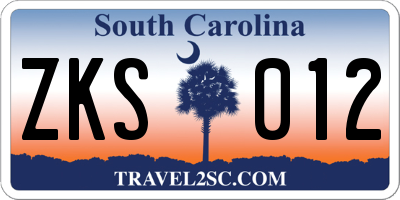 SC license plate ZKS012