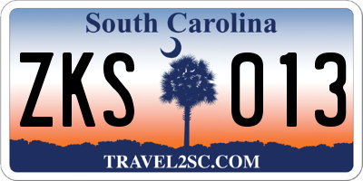 SC license plate ZKS013